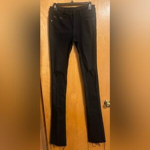 Rockstar original Black super stacked Men's Jeans size 30 raw hem ripped stretch